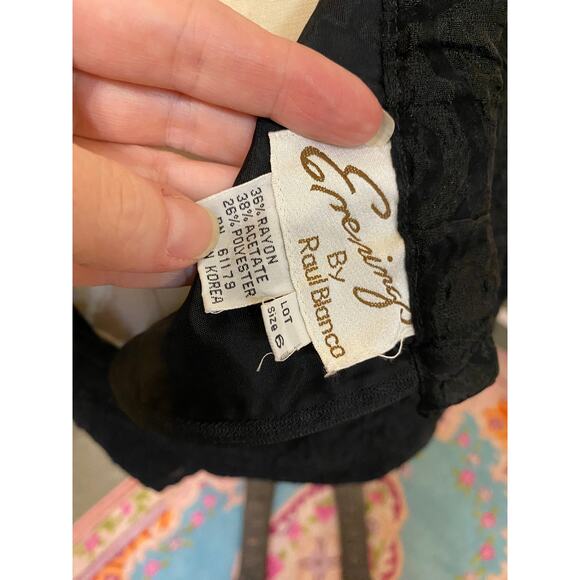 vintage 1980s black brocade 2 piece cocktail suit raul blanco s/m statement 80s - Picture 4 of 13